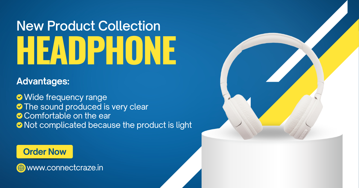 Blue and Yellow Modern New Product Collection Headphone Facebook Ad